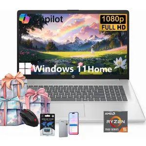 HP 17.3" Student&Business Laptop | Win11 Home | Numeric Keyboard | 32GB RAM | 512GB SSD | Copilot AI | Ryzen 5 7430U | Type-C | Bundle Accessory