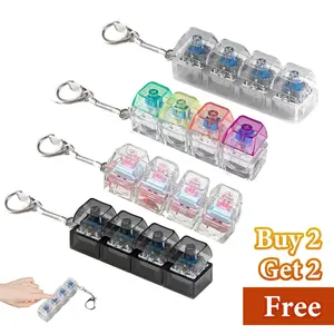 [Buy 2 Get 2 Free]  4-Pack Stress Relief Keyboard Fidget Toy, Loud & Silent Fidget Keychain with LED Lights, Clicker Fidget Keyboard, Boost Focus and Calm Anxiety for Library Office Home