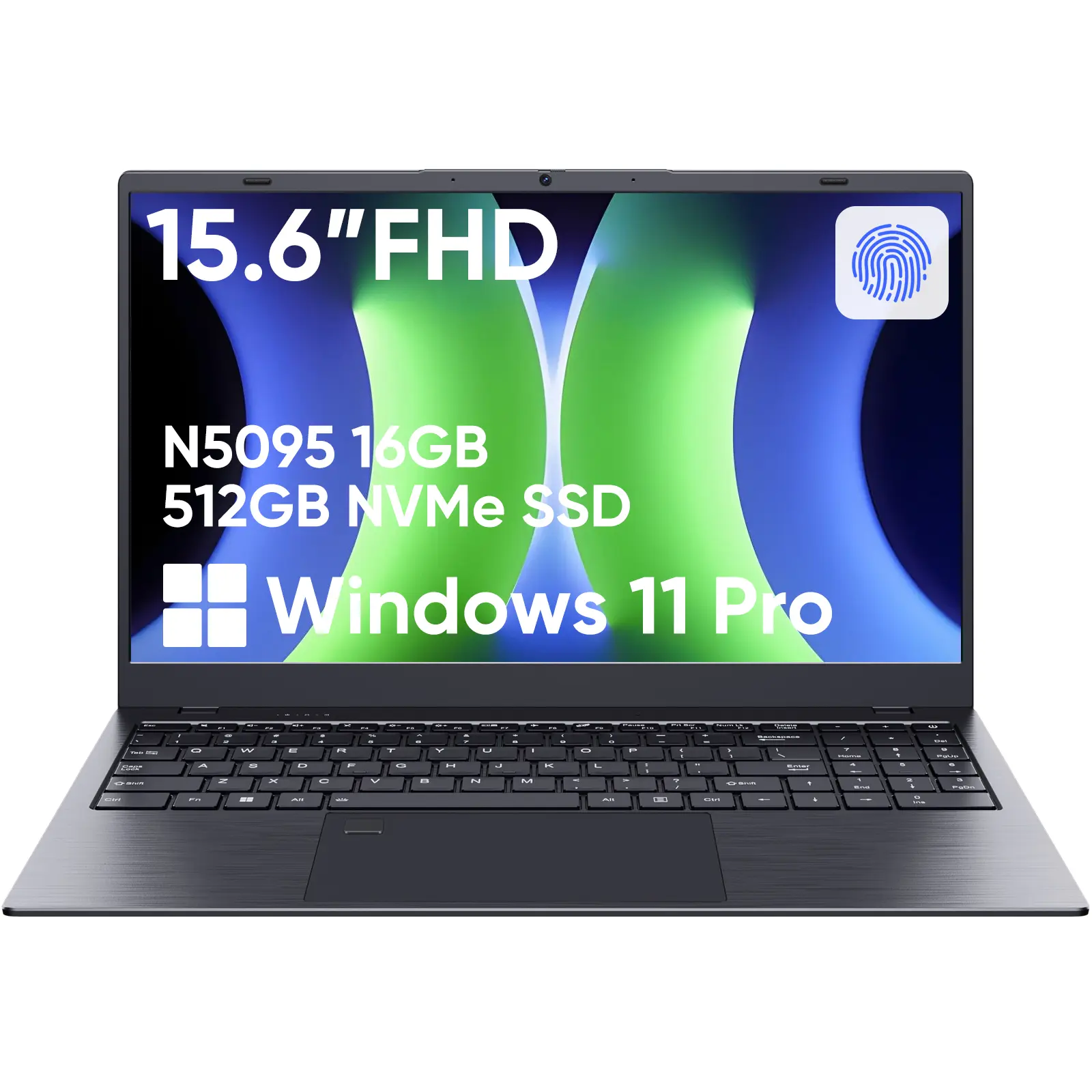 15.6" Intel N5095 Business Laptop Computer Quad Core 16GB RAM 512GB NVMe SSD Stunning FHD IPS Display & Fingerprint Security For Home and School