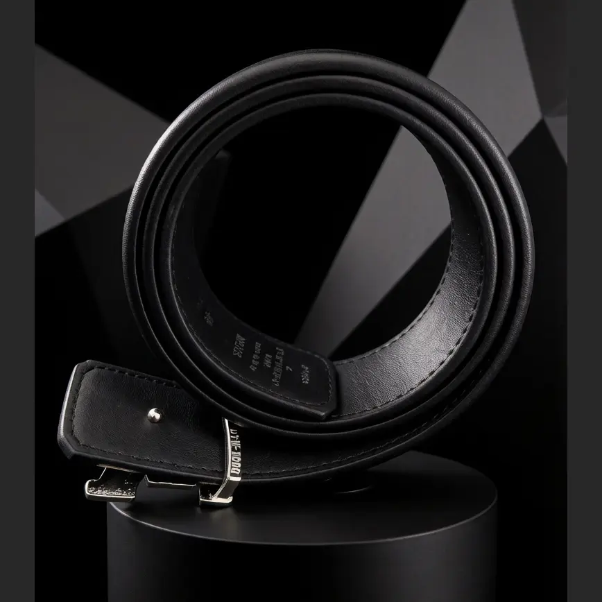 Black gold old flower letter gold buckle silver buckle men's belt Double-sided leather business formal dress light luxury versatile belt boyfriend gift