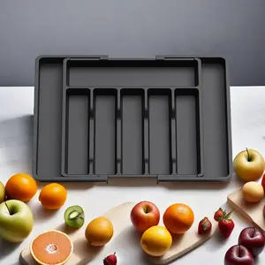 Expandable Flatware Drawer Organizer, 1 Count Multi-compartment Cutlery Storage Tray, Portable BPA-free Utensil Tray for Kitchen Office Dining Room