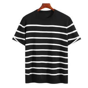 Fashion New Summer 2026 Two-Tone Patchwork Design Exquisite Elegant Breathable Skin-Friendly Comfortable Short Sleeve Crew Neck Pullover Acrylic Polyester Unisex Knitwear Sweater