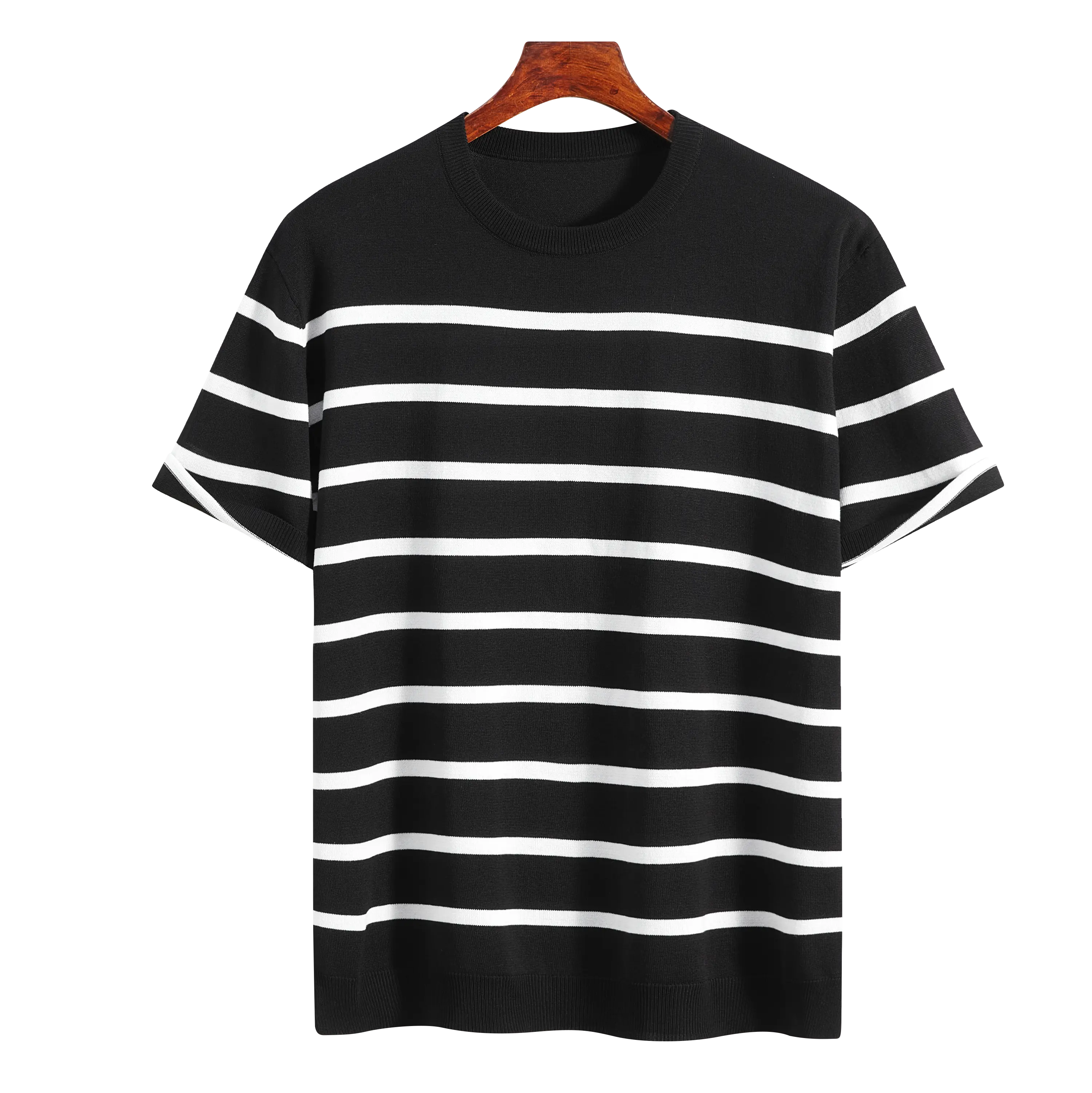 Fashion New Summer 2026 Two-Tone Patchwork Design Exquisite Elegant Breathable Skin-Friendly Comfortable Short Sleeve Crew Neck Pullover Acrylic Polyester Unisex Knitwear Sweater