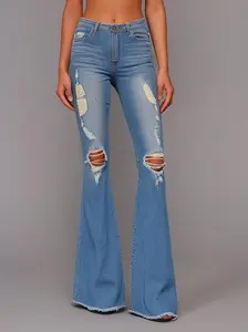 Body Jeans - Non-Stretch Wide Leg Distressed Denim in Sizes Small-3XL Runs Small No Stretch Available