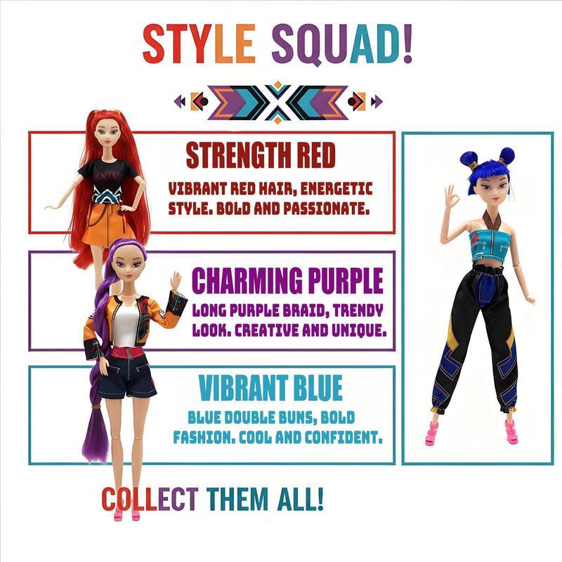 【New Year Gift】K-pop Demon Hunters Anime action figure doll 11.5 inches–12 Joint Movable Anime-Rumi, Mira and Zoey, Anime-Inspired Collectible Dolls, Merch Gift for Fans & Kids-desk display-Kpop Idol Merch Collectibles