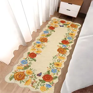 GARVEE Washable Runner Rug 2x6 Hallway Runner Rug Floral Print Accent Carpet Indoor Soft Floor Cover Vintage Non Slip Boho Runners for Entryway Laundry Ultra-Thin Kitchen Rugs for Bedroom Dorm Yellow