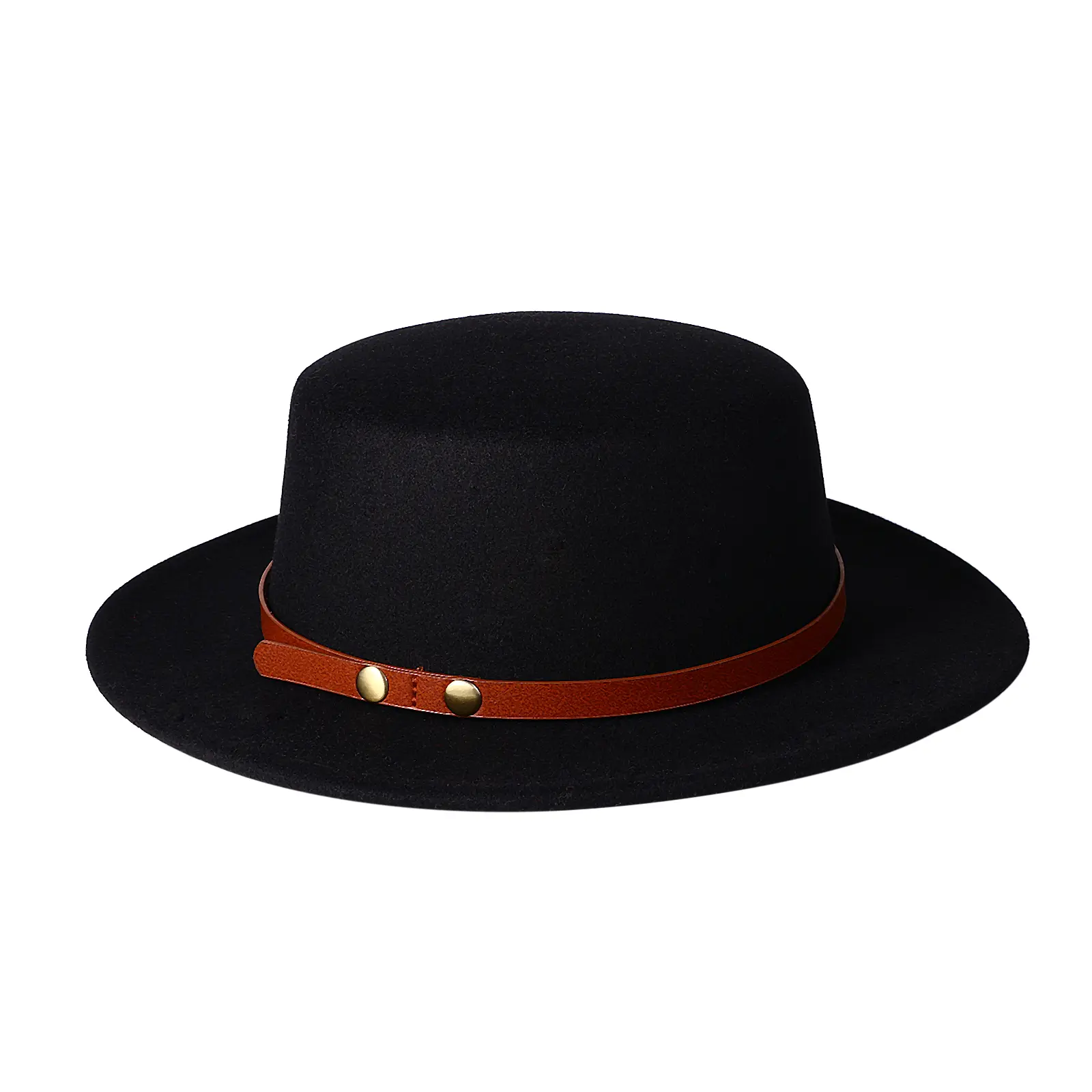 OIDEA Pork Pie Hat for Women Men, Cotton Flat Top Brim Fedora Hat with Belt Buckle, Adjustable Unisex Sun Hat for Everyday Wear