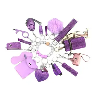 Ladies Rheinstone Safety Keychain Set - with storage bag and slack, new style, sturdy material for Halloween charm