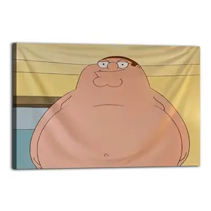 Viral Meme Big Belly Peter Griffin Canvas Wall Art – Funny Family Guy Meme Room Decor For Meme Lovers