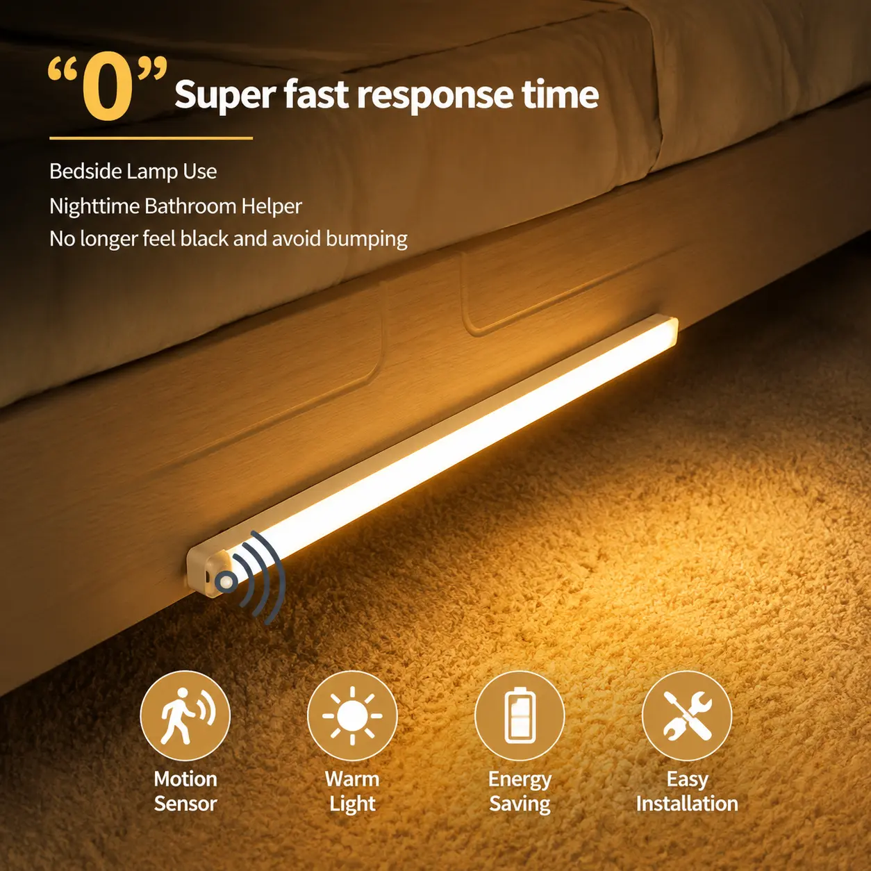 Under-Cabinets Motion Sensor Lights - 6-Pack 20cm Long Bar Lights, White