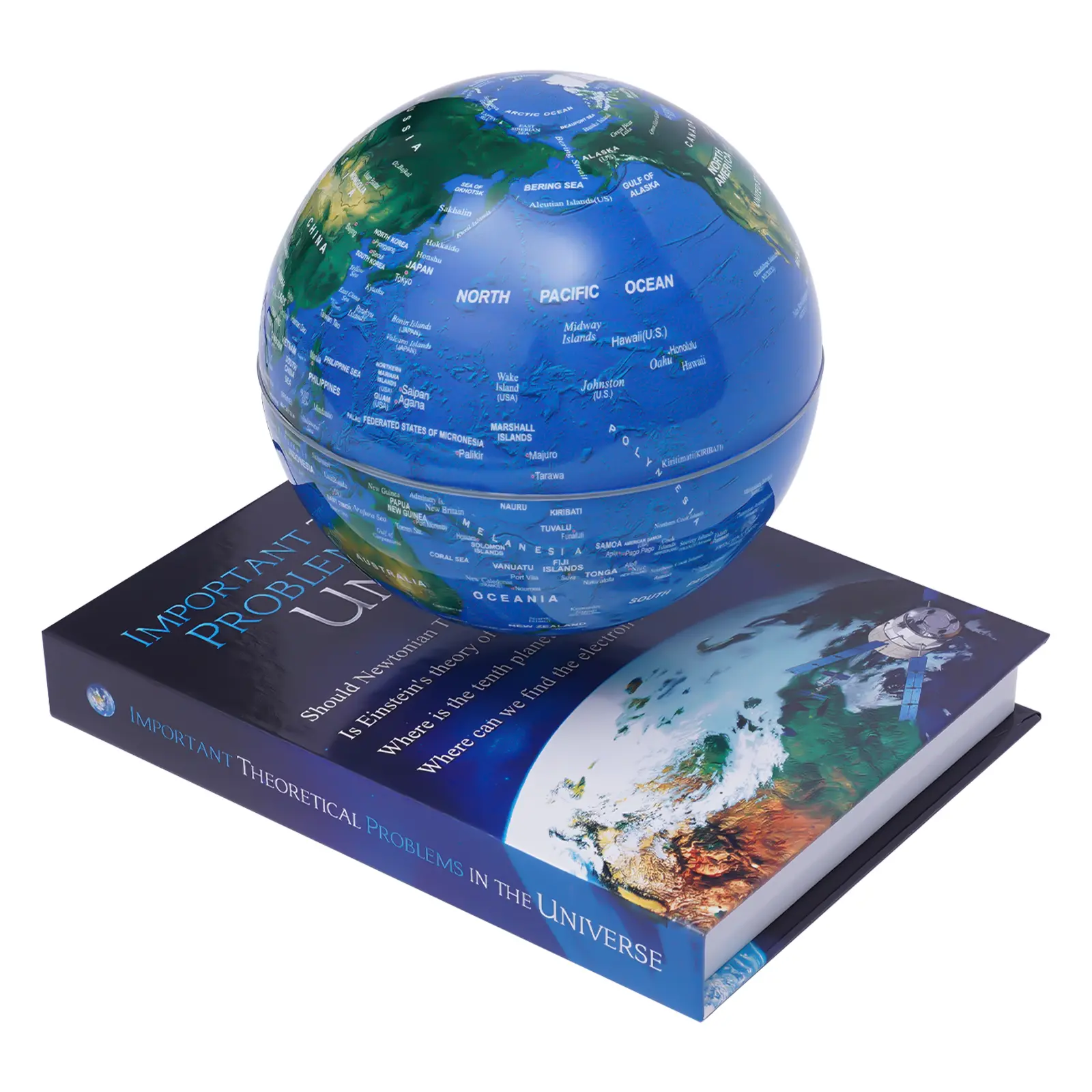 CNCEST Magnetic Levitation Floating Globe, Auto-Rotating Geographic Earth Map with Dark Blue ABS Material, LED Lights & Book Base - Home Classroom Decorations, Learning Tool (No Warranty)