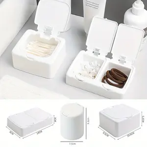Pop window type storage box Cotton swab box rectangular double grid circular simple storage small objects hair accessories class Durable Storage Organizer