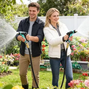 Garden Multifunctional Watering Spray Gun, One-Button Adjustable Water Saving Sprinkler That Does Not Damage Flowers and Plants, Courtyard Gardening Green Space Watering Outdoor Washing, Pressure-Resistant Household Complete Gardening Watering Set