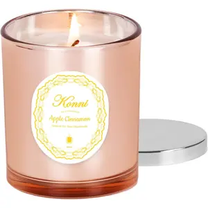 Scented Candles, Soy Candles, Aromatherapy Candle, Apple Cinnamon Scented Candle for Men Women, Soy Wax Candle, 8.47oz, Ideal for Creating Relaxing Ambience & Holiday Gifting (Rose Gold Cup)