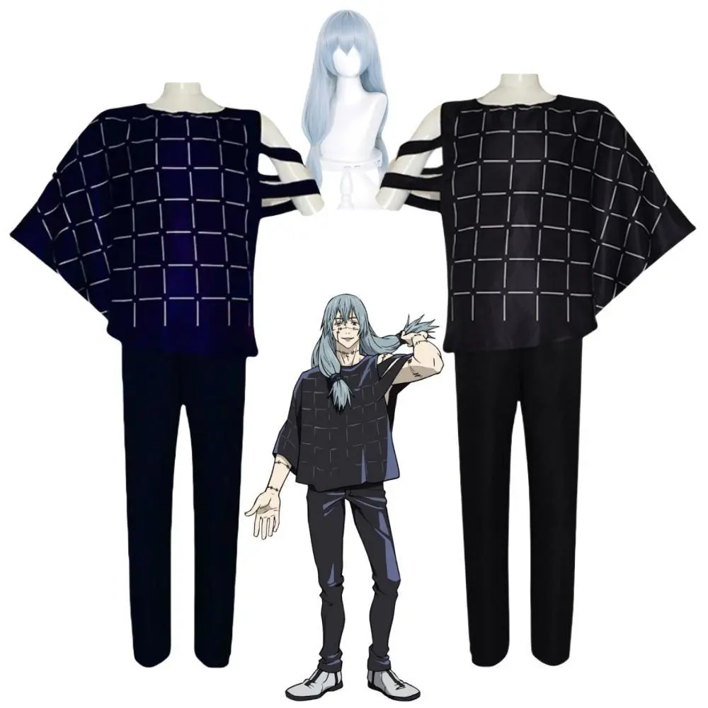 Mahito Anime Clothing Costume Outfit - JJK Cosplay Wig, Top, Pants Suit for Men - Halloween, Comic Con Carnival Party Clothes