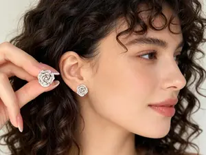 Timeless 3D Rose Diamond Stud Earrings | Elegant Statement Jewelry #TimelessJewelry #RoseEarrings #LuxuryJewelry #EverydayLuxury