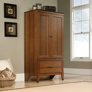 Sauder Carson Forge Armoire with Double Doors, Garment Rod, and Large Drawer for Bedroom, Entryway, or Living Room