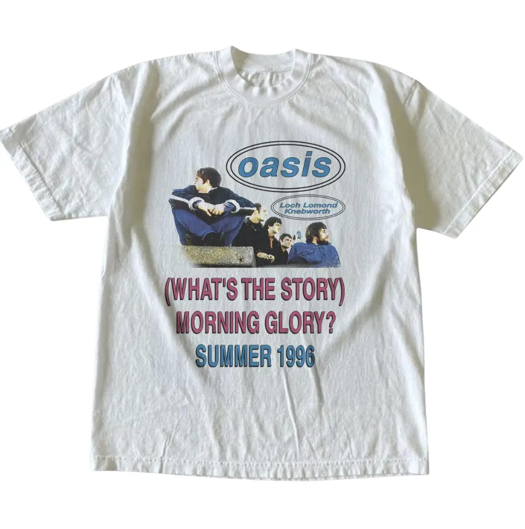 Gildan Men's Women's T-shirt, Oasis What's The Story Morning Glory Tshirt, Music Rock Band Vintage Graphic Tees, Y2K Rock Shirt, Rock Aesthetic, Gift For Oasis Fan, Menswear Womenswear Top Streetwear Crewneck Fit Minimalist