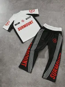 Two-Piece Set Men's Graphic Round Neck Tee & Pants Set, Regular Fit Casual Street Athletic Activewear Short Sleeve T-shirt & Trousers, Men's Summer Clothes Menswear