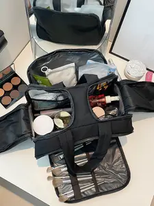 Folding portable cosmetic bag   travel washing bag, Travel cosmetic bags, niche fashion partition design, cosmetic and skin care finishing bag, portable travel makeup artist makeup storage bag, suitable for daily travel, travel and so on.