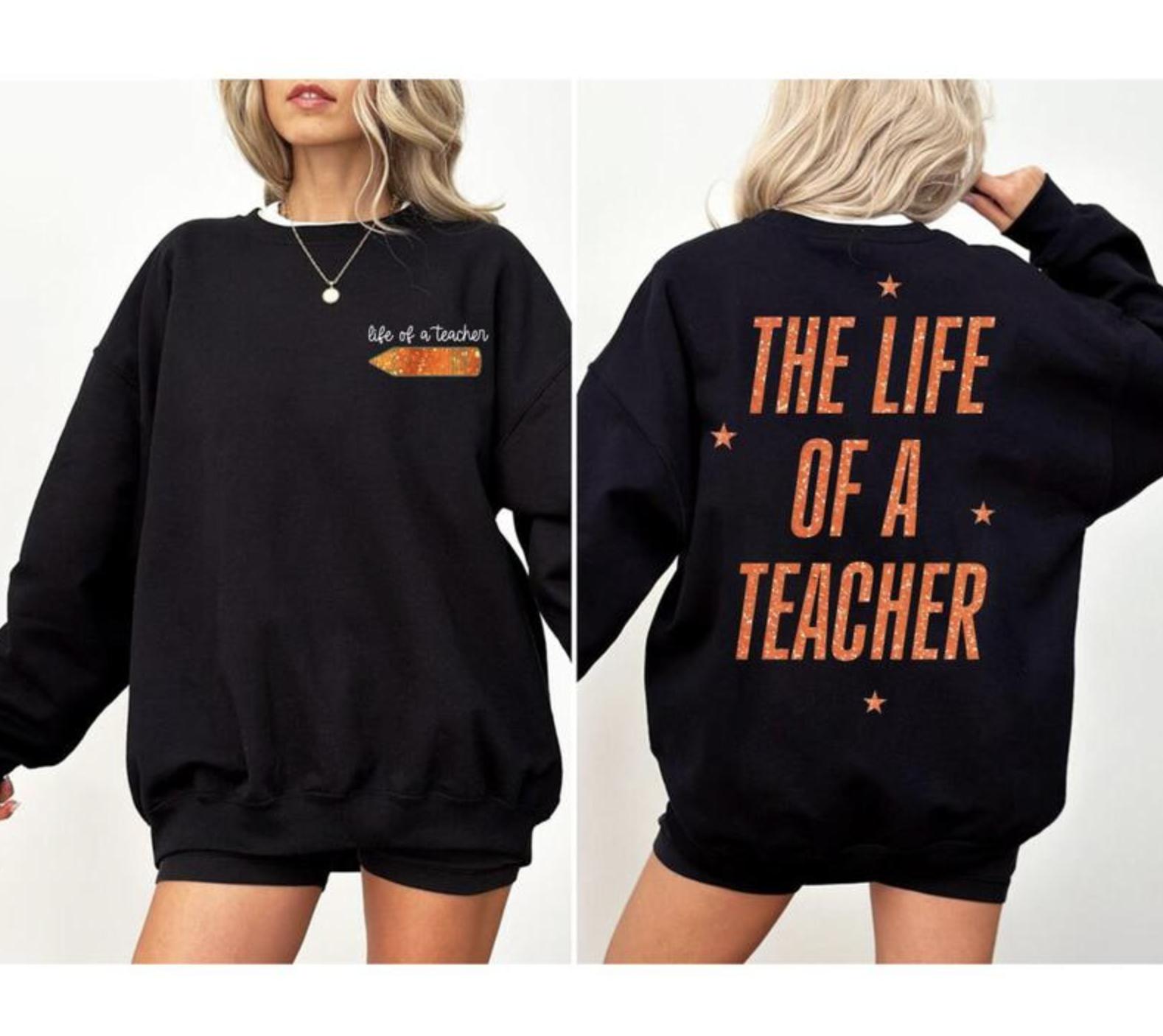 Cute Life Of A Teacher With Pencil TShirt – Sweatshirt – Hoodie, Funny Teacher Shirt, 1st Of School Season Tee, TS New Ablum Shirt, Hello Frist Grade Gift