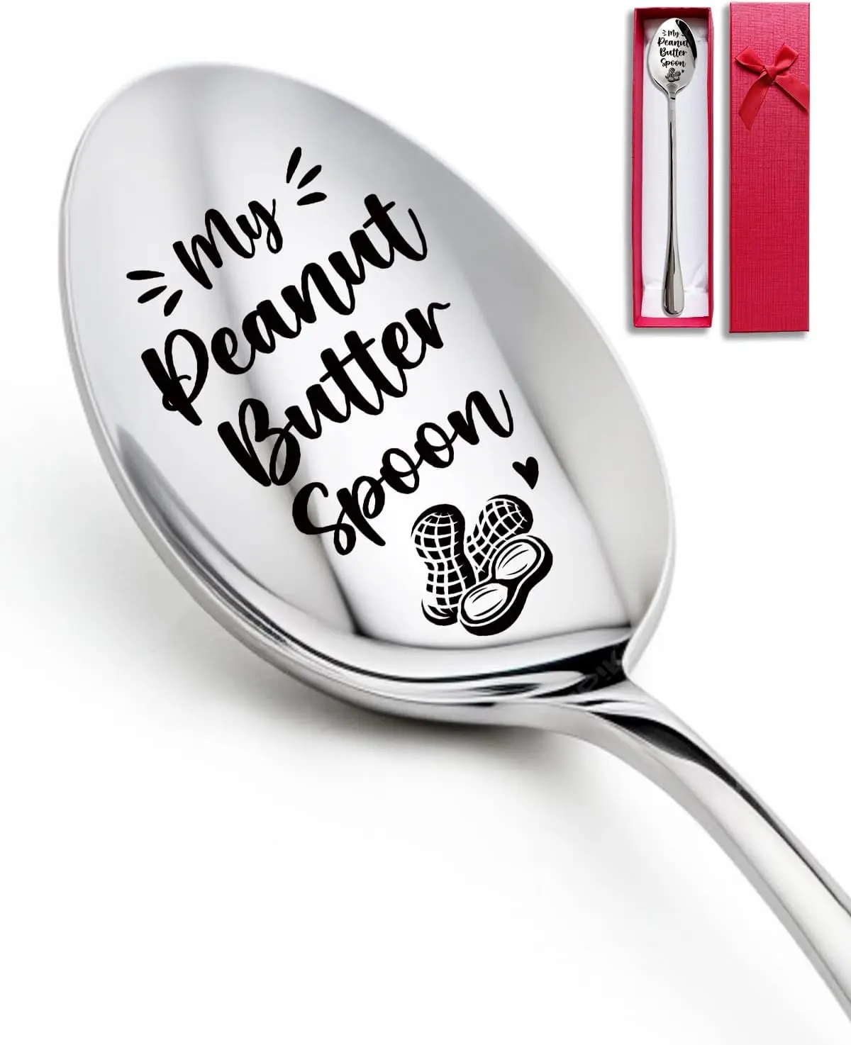 My Peanut Butter Spoon - Funny Engraved Stainless Steel Peanut Butter Spoons Dessert Spoon Peanut Butter Lovers Gifts, for Mom Dad Boy Girl Women Men Birthday Christmas Mother's Day Gifts