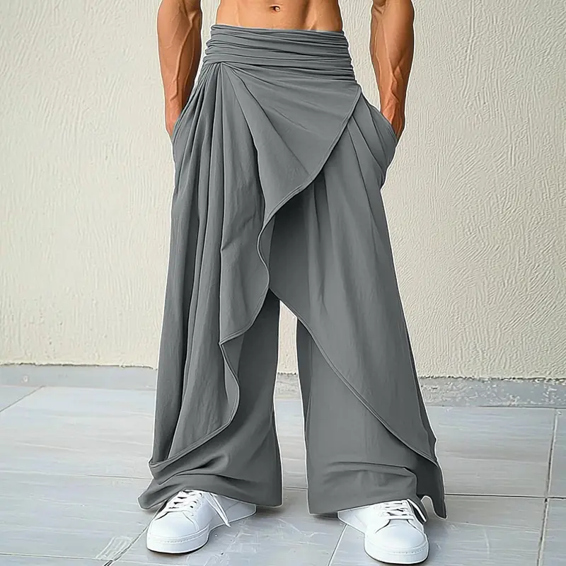 INCERUN Men's Woven Fabric Cosplay Hakama Pants - Japanese Samurai