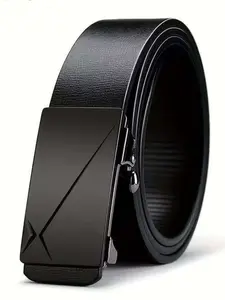 Men's Leather Belt Automatic Buckle, Business Casual Durable Waistband, Trendy Fashionable New Design, All Seasons Wear