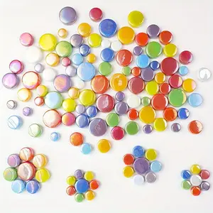 200g Mixed Size Flat Multicolor Round Small Jade Mosaic, DIY Creative Craft Material, Home Decor, Wall Art, Mural Creation