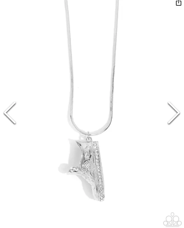 Silver & Rhinestone Sneaker Necklace