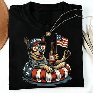 Funny Dog 4th of July Shirt, Dachshund Patriotic Tee, 250 Years of Freedom Shirt, USA Dog Lover Gift, 4th of July Dog, Shirt, 4th Of July, Dog Lover ShirtIndependence Day Tee Casual Man Unisex Top  Cotton