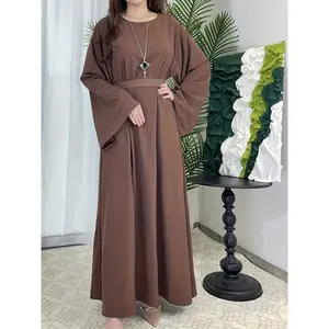 [Middle Eastern Loose Fit Dress] Elegant Green Arabic Women's Muslim Robe |   Middle Eastern Flared Sleeve Long Dress |   Loose Fit All-Season Versatile Home Festival Traditional Attire
