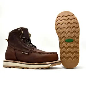 Fuerbo B-40 6-Inch Moc Toe Work Boot - Classic Round Toe, Full Grain Leather, Oil & Slip Resistant, Dual-Density Outsole, Comfortable & Durable Industrial Shoe