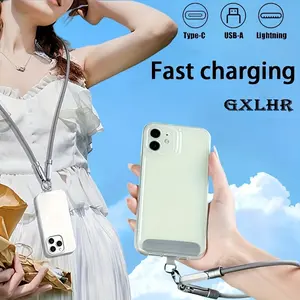 Fast Charging Cable with Phone Lanyard, USB-C to Type C/micro, High-Speed Data Sync, Compatible with iPhone, Oneplus, iPad, Xiaomi, Laptop, Tablet