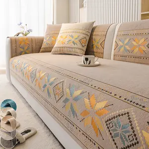 Bohemian Sofa Cover, Couch Slipcover, Couch Covers, Chenille High-End Sofa Pad, Retro Modern Craft Seat Cushion, Pet Friendly Anti-Slip Protection