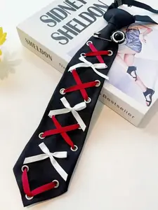 Unisex Polyester Tie with Unique Design, French Vintage Style, Sparkling Beaded Decor, Perfect for Party and Social Events, Casual Elegant Tie