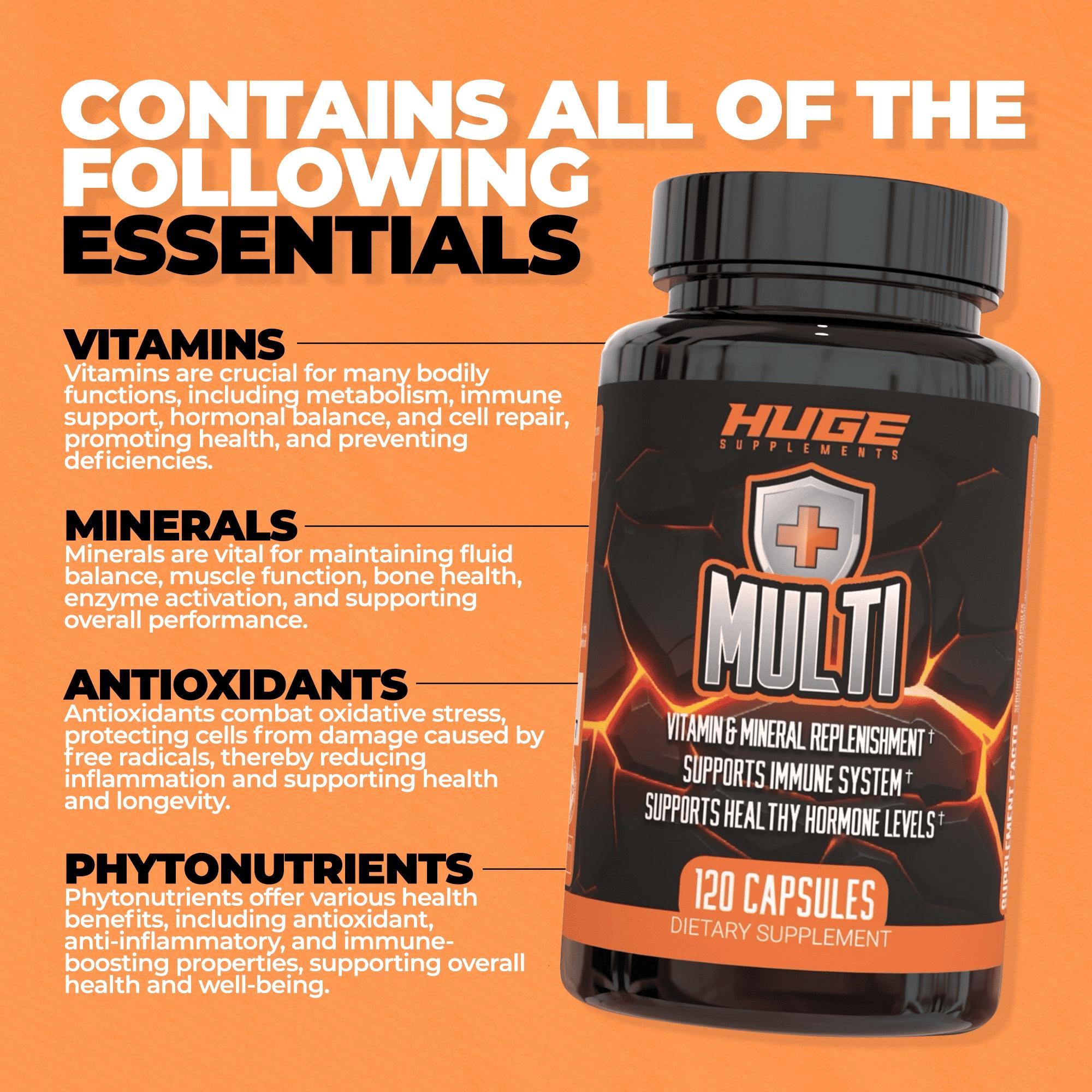 Huge Multi, Multivitamin for Men, High-Performance All-in-One Formula for Athletes, Vitamin & Mineral Replenishment