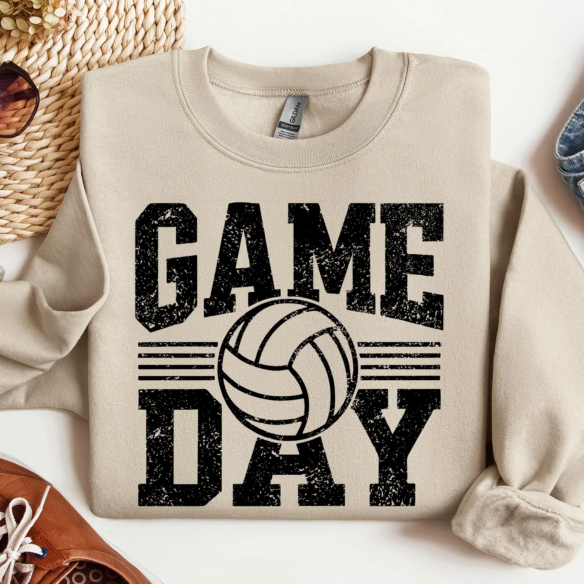 Volleyball Game Day Sweatshirt, Retro Volleyball Graphic Crewneck, Volleyball Mom Pullover, Volleyball Player Gift, School Spirit Sports Sweatshirt, Game Day Outfit for Players and Fans