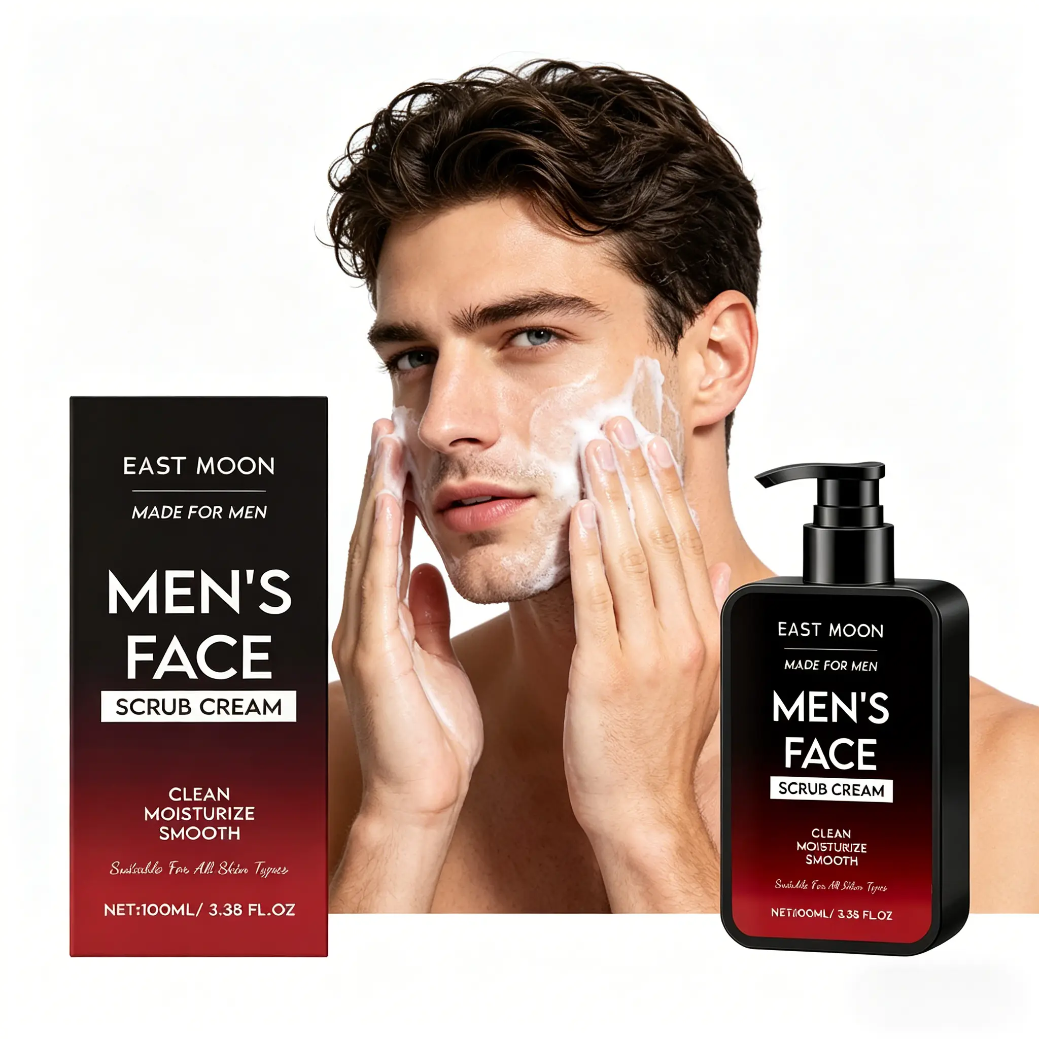 Men's Oil Control Exfoliating Scrub 100ml, Mild Facial Cleanser Scrub, Deeply Clean Pores, Remove Dead Skin, Refine Skin Texture, Long-Lasting Fresh, Hydrating & Oil Balancing, Daily Gentle Face Skin Care for Men