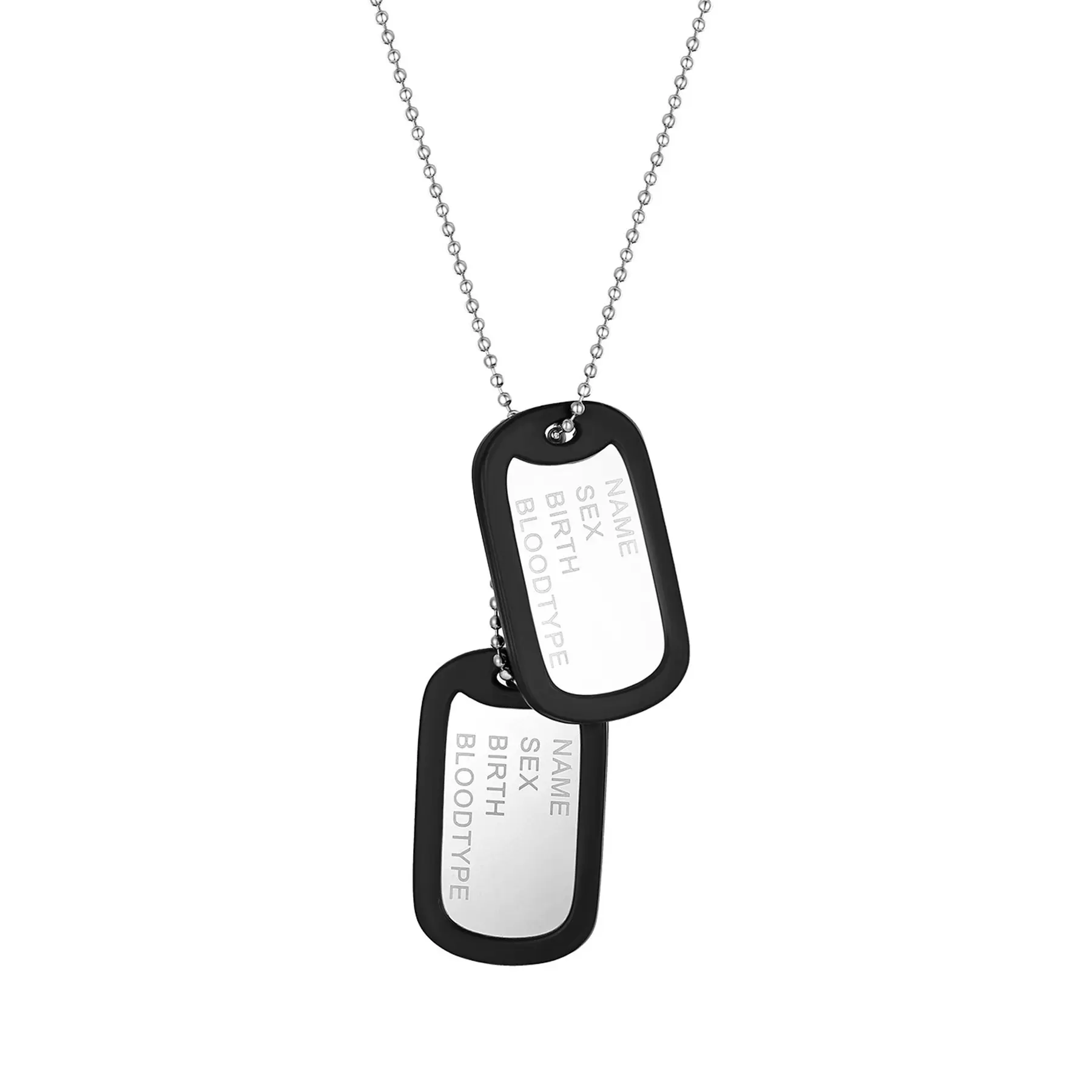OIDEA Men's Stainless Steel Double Dog Tag Pendant Necklace with Silicone Sleeve, 27.56in Circular Emblem Chain Jewelry Necklace, Circular Emblem Necklaces, Chain Jewelry Necklaces