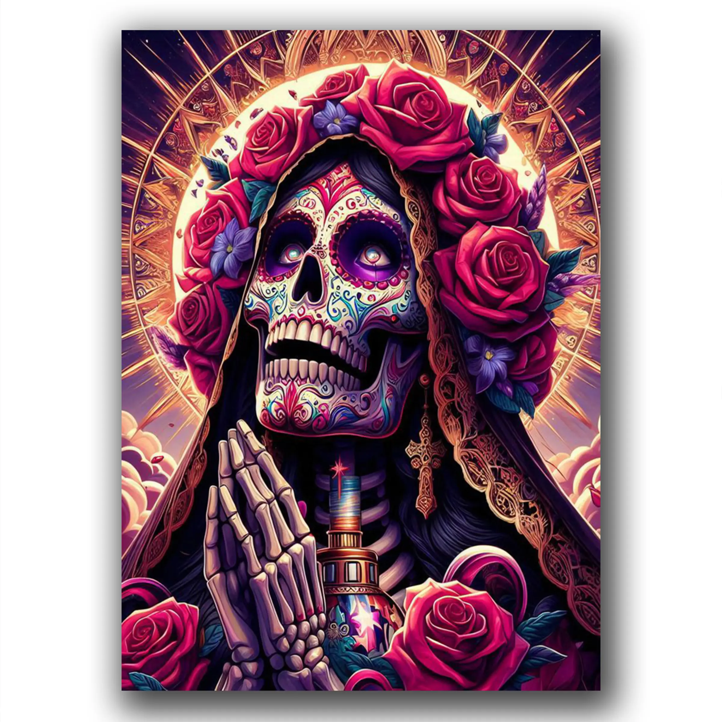 Gothic Skull 5D DIY Diamond Painting kits,Skeleton Diamond Art Kits for Adults, Full Round Drill Diamond Mosaic Kits,Gem Art and Crafts,Diamond Dots for beginner,Crafts Kit for Halloween Wall Decor,11.8x15.7inch