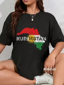 100% Cotton Kurdish Map and Flag Souvenir - Distressed Kurdistan T-Shirt