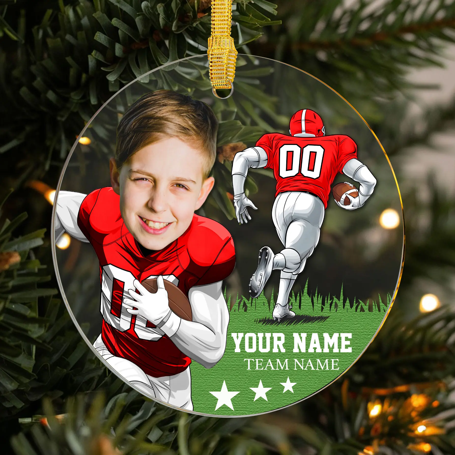 Create Your Own 2024 Football Christmas Ornament, Personalized Player Face, Team Name, And Jersey Number, Unique Holiday Gift For Football Lovers