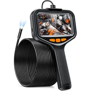 Borescope Camera with Light, 1080P HD Industrial Endoscope with 4.3" Screen, Semi-Rigid Cable, IP67 Waterproof Scope Camera for Pipe, Plumbing, Engine Inspection