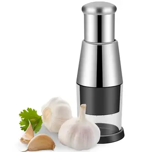 Stainless Steel Garlic Chopper – Manual Press Crusher & Masher