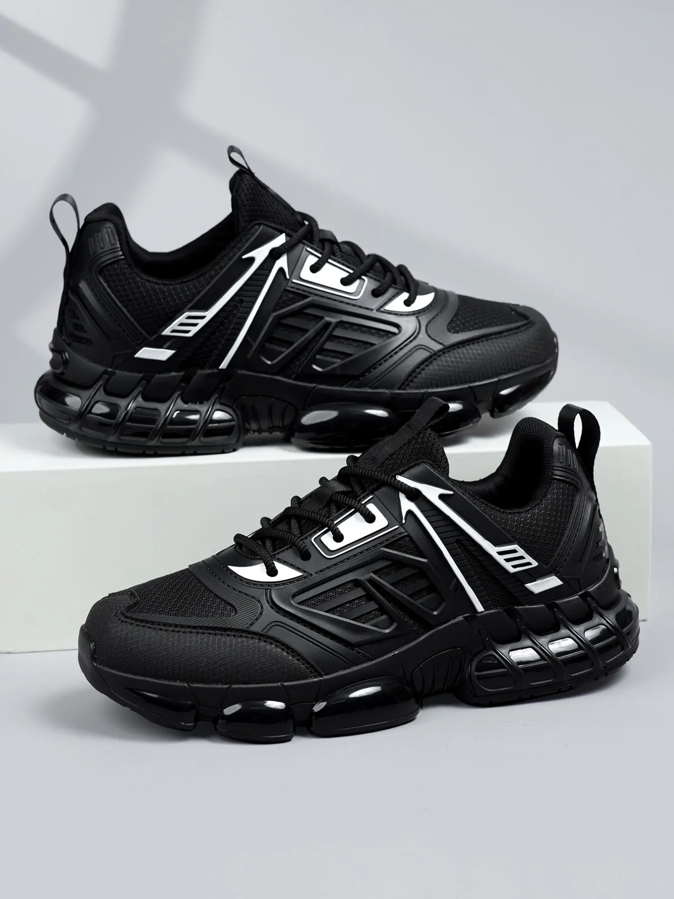 Men's Performance Running Shoes, Sports Running Shoes, Sporty Design, PU Leather Upper, Tpu Sole, Colorblock Pattern, Ideal for Long Runs & Daily Wear, Running Sneakers