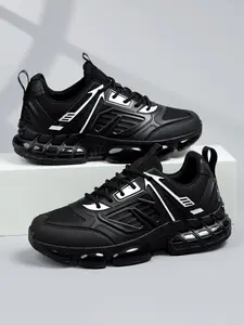 Men's Performance Running Shoes, Sports Running Shoes, Sporty Design, PU Leather Upper, Tpu Sole, Colorblock Pattern, Ideal for Long Runs & Daily Wear, Running Sneakers