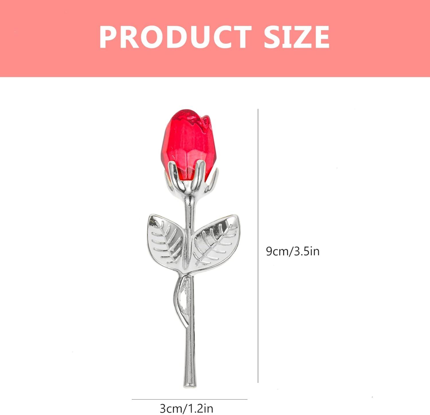 Silver-Red Rose Mini Crystal Artificial Flowers – Elegant Wedding & Party Gifts, Romantic Room & Office Desk Decorations