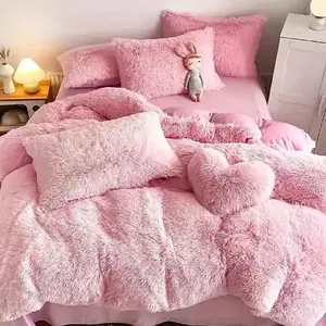 3pcs Multicolor Plush Duvet Cover Set - Soft And Warm Bedding For Bedroom, Guest Room, And Dorm Decor