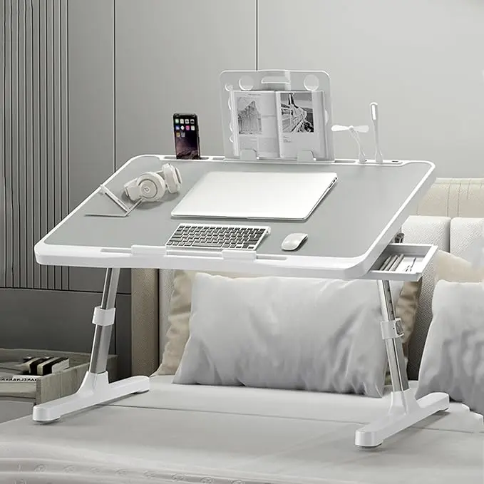 Ultra Large Portable Laptop Bed Table- Multi functional tray holder with cup holder and drawer, - Perfect for eating, reading, and writing on beds, sofas, floors - Stable, durable, and foldable